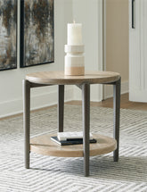 Luxury Living Gallery - Ashley Furniture - Dyonton End Table - Round End Table / Light Grayish Brown - T574-6