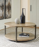 Luxury Living Gallery - Ashley Furniture - Dyonton Coffee Table - Round Cocktail Table / Light Grayish Brown - T574-8