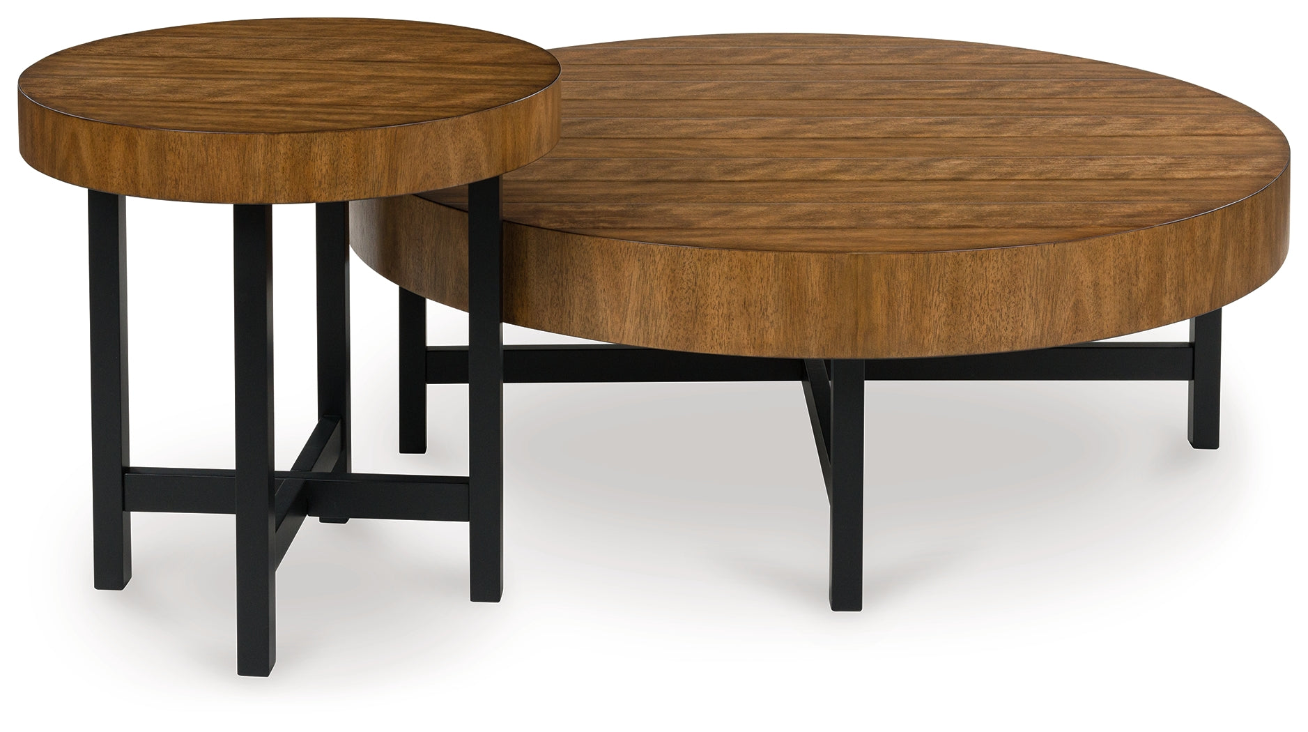 Luxury Living Gallery - Ashley Furniture - Steenlage Table (Set of 2) - Occasional Table Set (Set of 2) / Brown/Black - T575-12