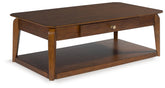 Luxury Living Gallery - Ashley Furniture - Trenmour Coffee Table - Rectangular Cocktail Table / Medium Brown - T596-1