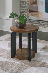 Luxury Living Gallery - Ashley Furniture - Kraeburn End Table - Round End Table / Brown/Black - T624-6