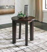 Luxury Living Gallery - Ashley Furniture - Korestone 2 End Table - Round End Table / Dark Brown - T657-6