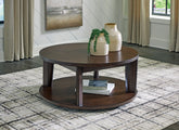 Luxury Living Gallery - Ashley Furniture - Korestone 2 Coffee Table - Round Cocktail Table / Dark Brown - T657-8