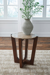 Luxury Living Gallery - Ashley Furniture - Tanidore End Table - Round End Table / Warm Brown - T667-6