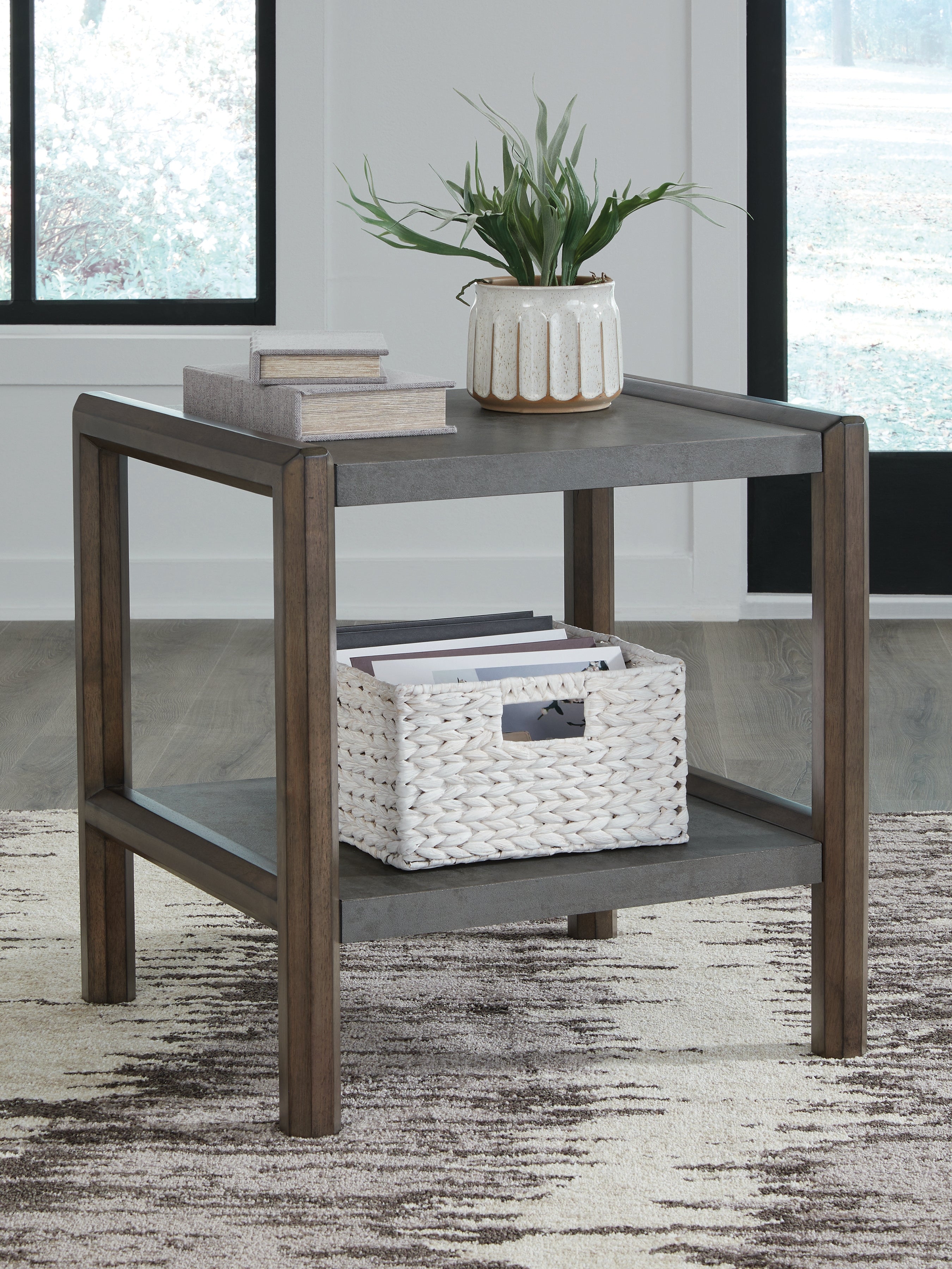 Luxury Living Gallery - Ashley Furniture - Kallenny End Table - Rectangular End Table / Brown/Gray - T669-3