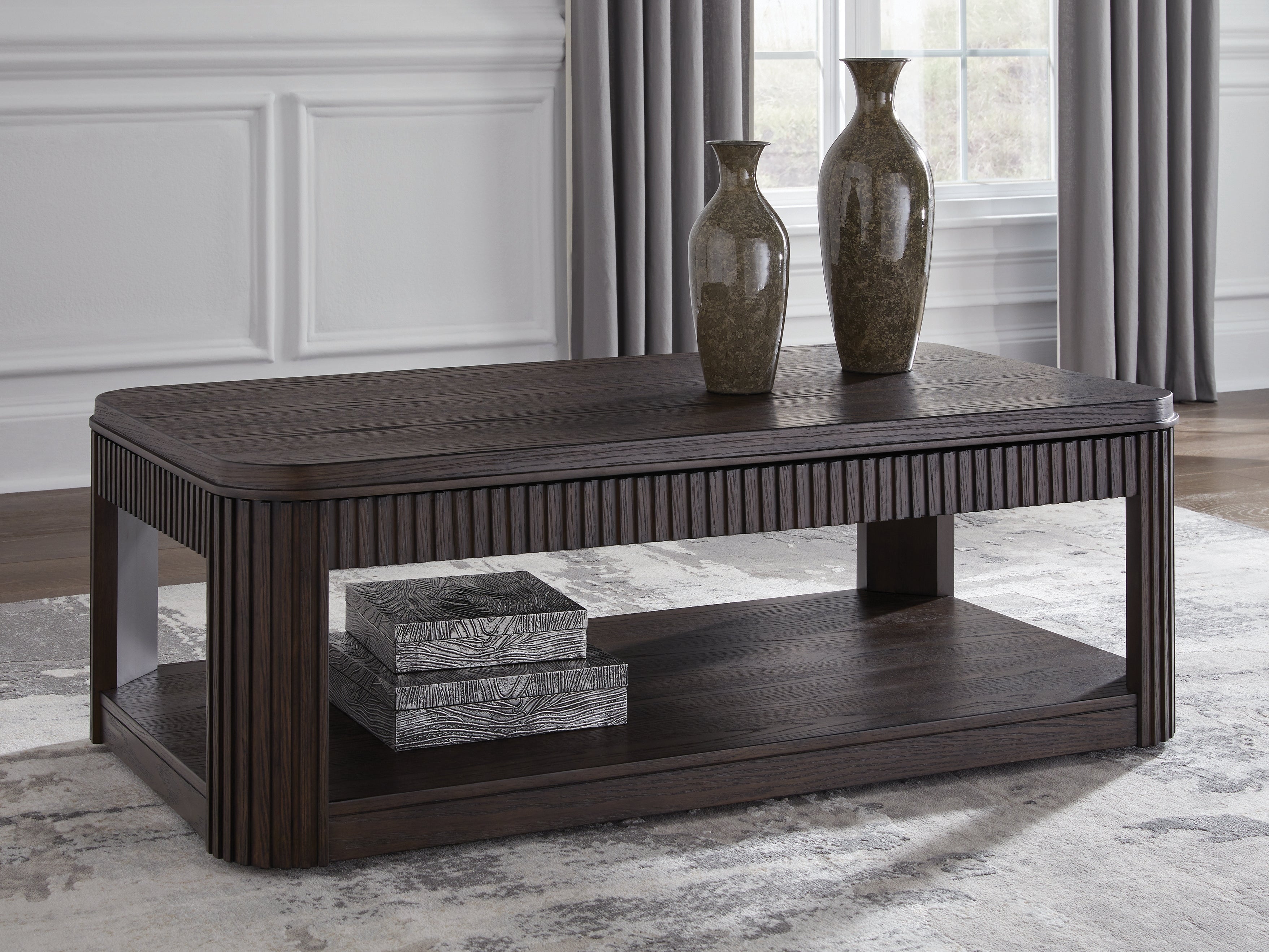 Luxury Living Gallery - Ashley Furniture - Carlibrie Lift-Top Coffee Table - Lift Top Cocktail Table / Warm Brown - T700-9