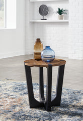 Luxury Living Gallery - Ashley Furniture - Hanneforth End Table - Round End Table / Brown/Black - T726-6
