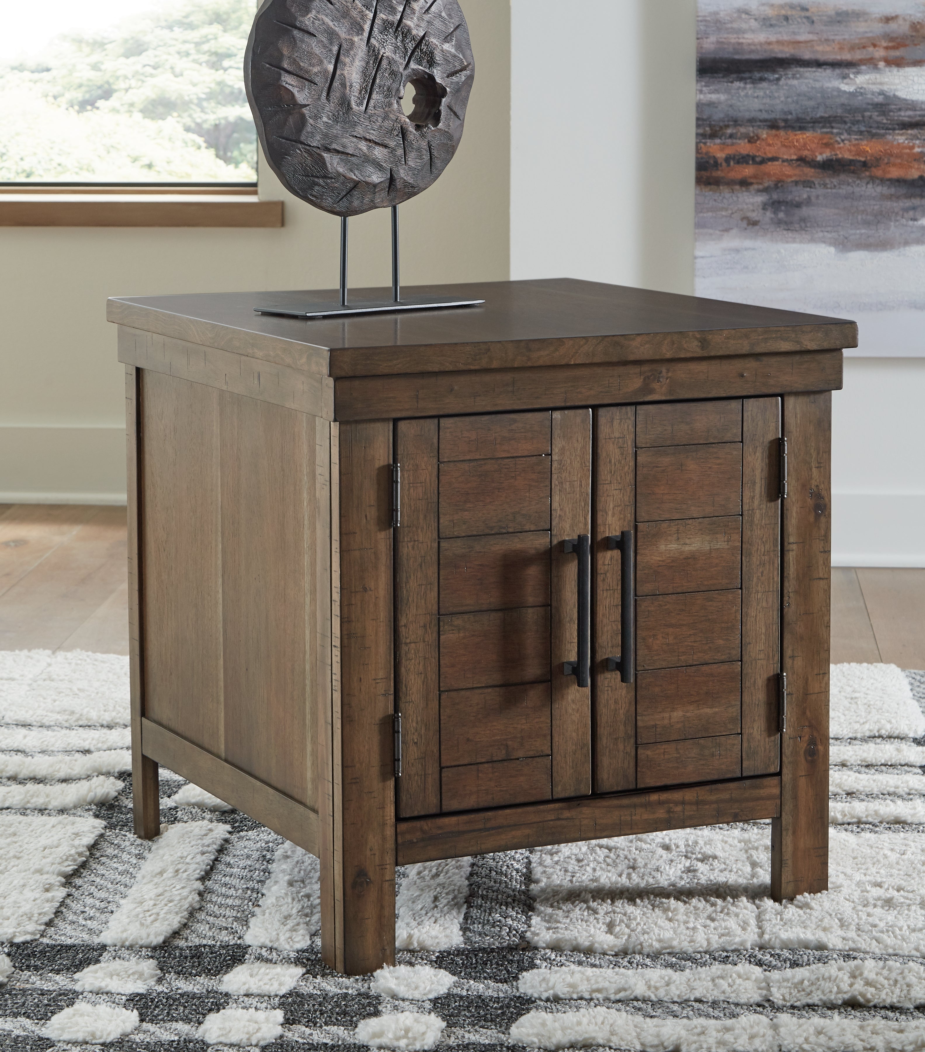 Luxury Living Gallery - Ashley Furniture - Moriville End Table - Rectangular End Table / Grayish Brown - T731-3