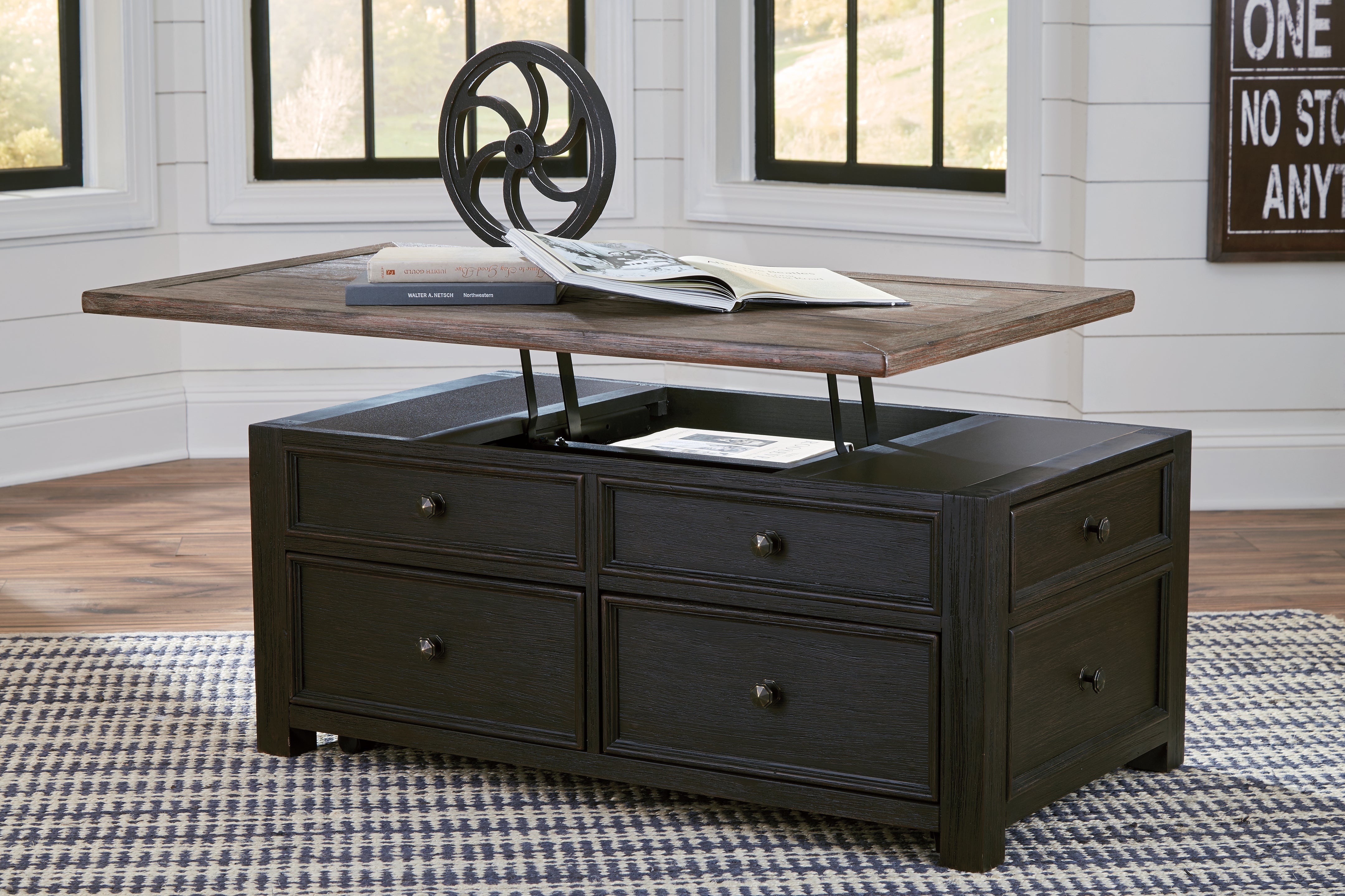 Luxury Living Gallery - Ashley Furniture - Tyler Creek Coffee Table with Lift Top - Lift Top Cocktail Table / Grayish Brown/Black - T736-20