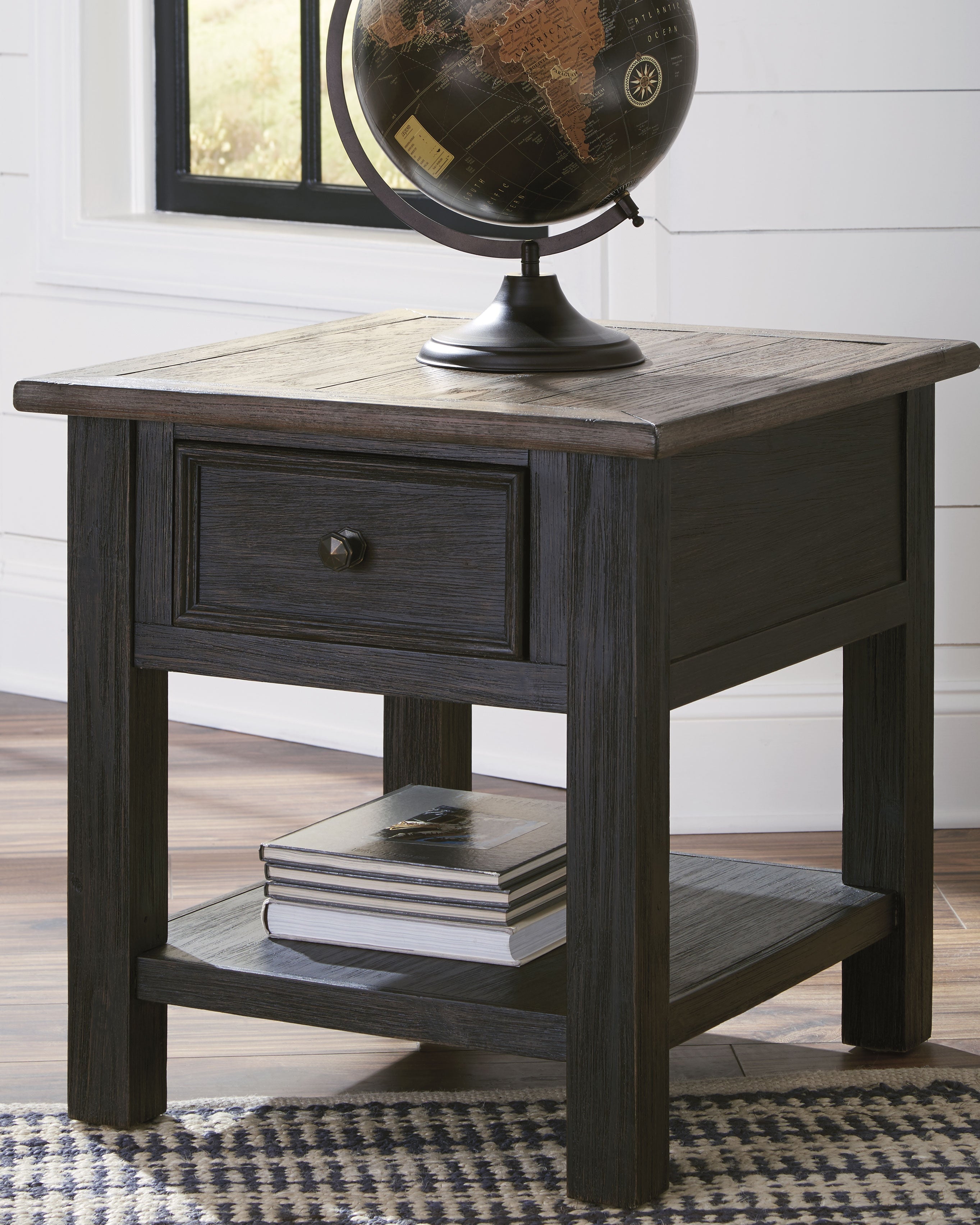 Luxury Living Gallery - Ashley Furniture - Tyler Creek End Table - Rectangular End Table / Grayish Brown/Black - T736-3
