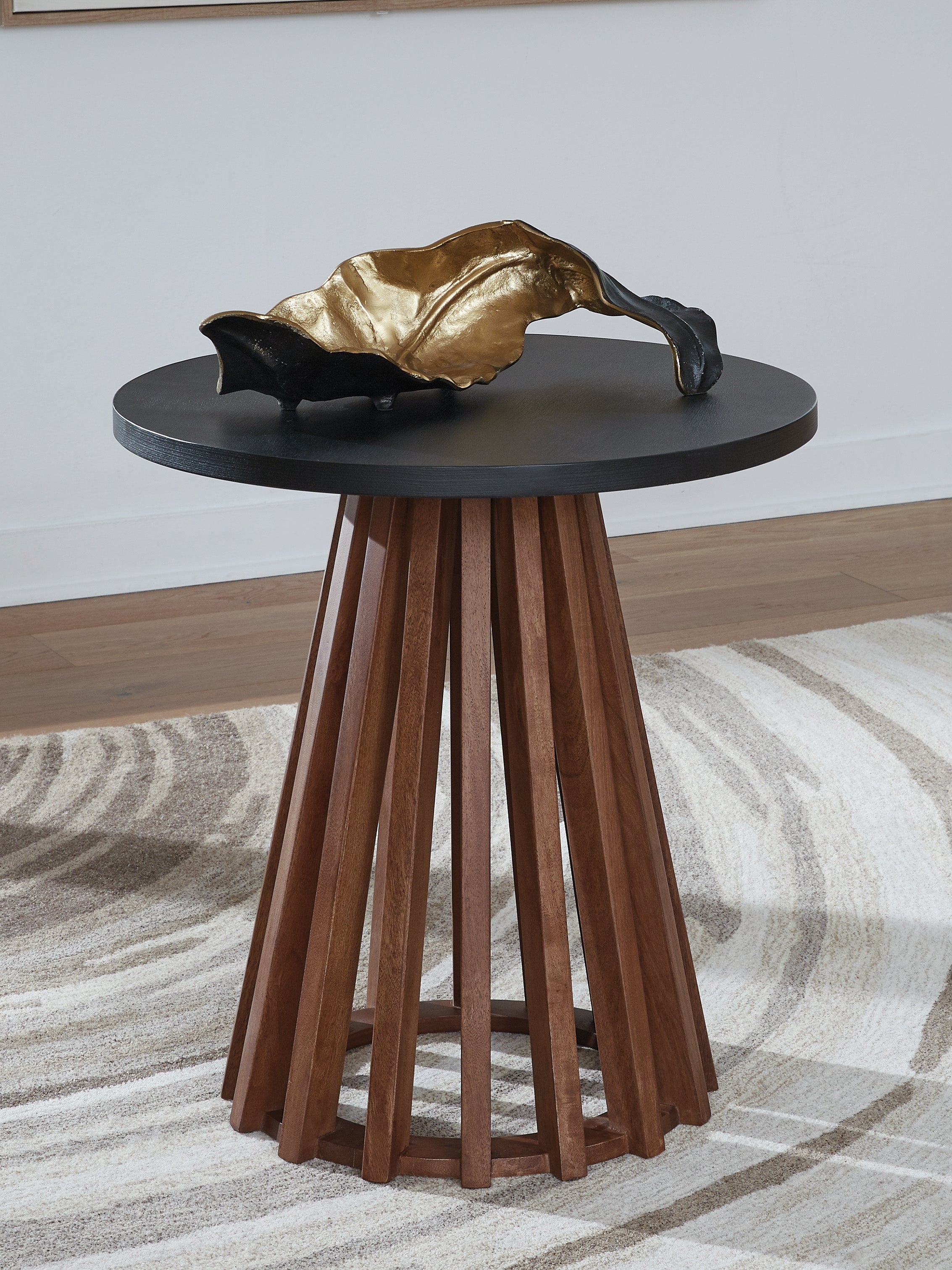 Luxury Living Gallery - Ashley Furniture - Kallari End Table - Round End Table / Warm Brown/Black - T737-6