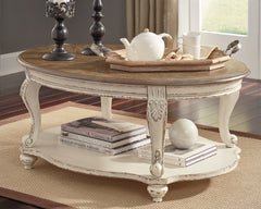 Luxury Living Gallery - Ashley Furniture - Realyn Coffee Table - Oval Cocktail Table / White/Brown - T743-0