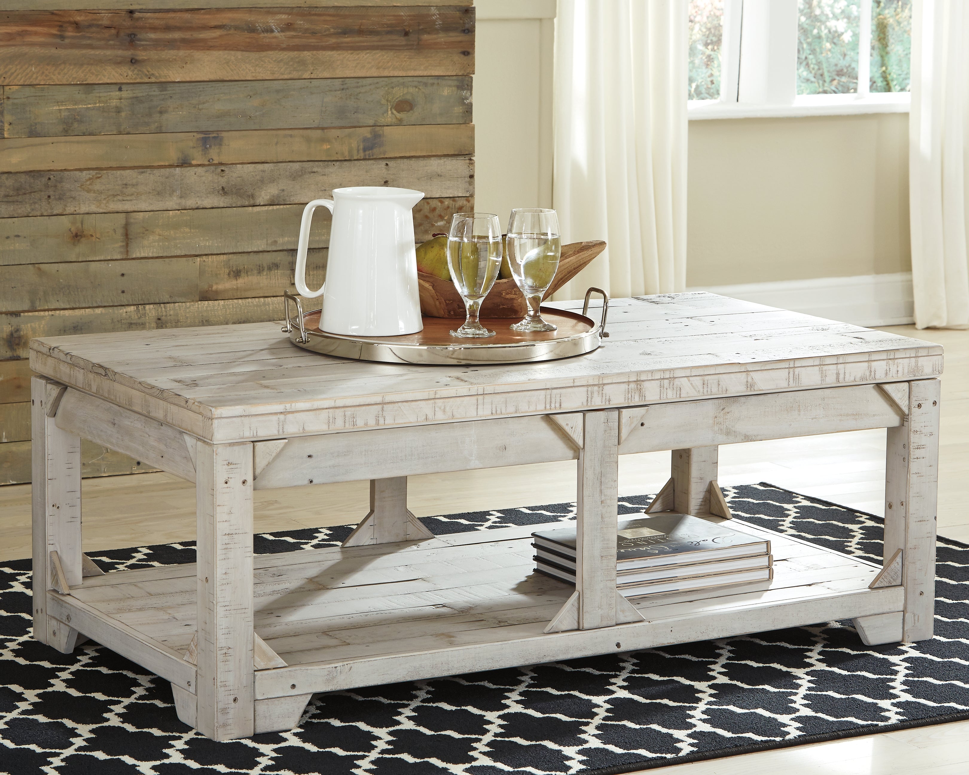 Luxury Living Gallery - Ashley Furniture - Fregine Coffee Table with Lift Top - Lift Top Cocktail Table / Whitewash - T755-9