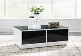 Luxury Living Gallery - Ashley Furniture - Gardoni Coffee Table - Rectangular Cocktail Table / White/Black - T756-1