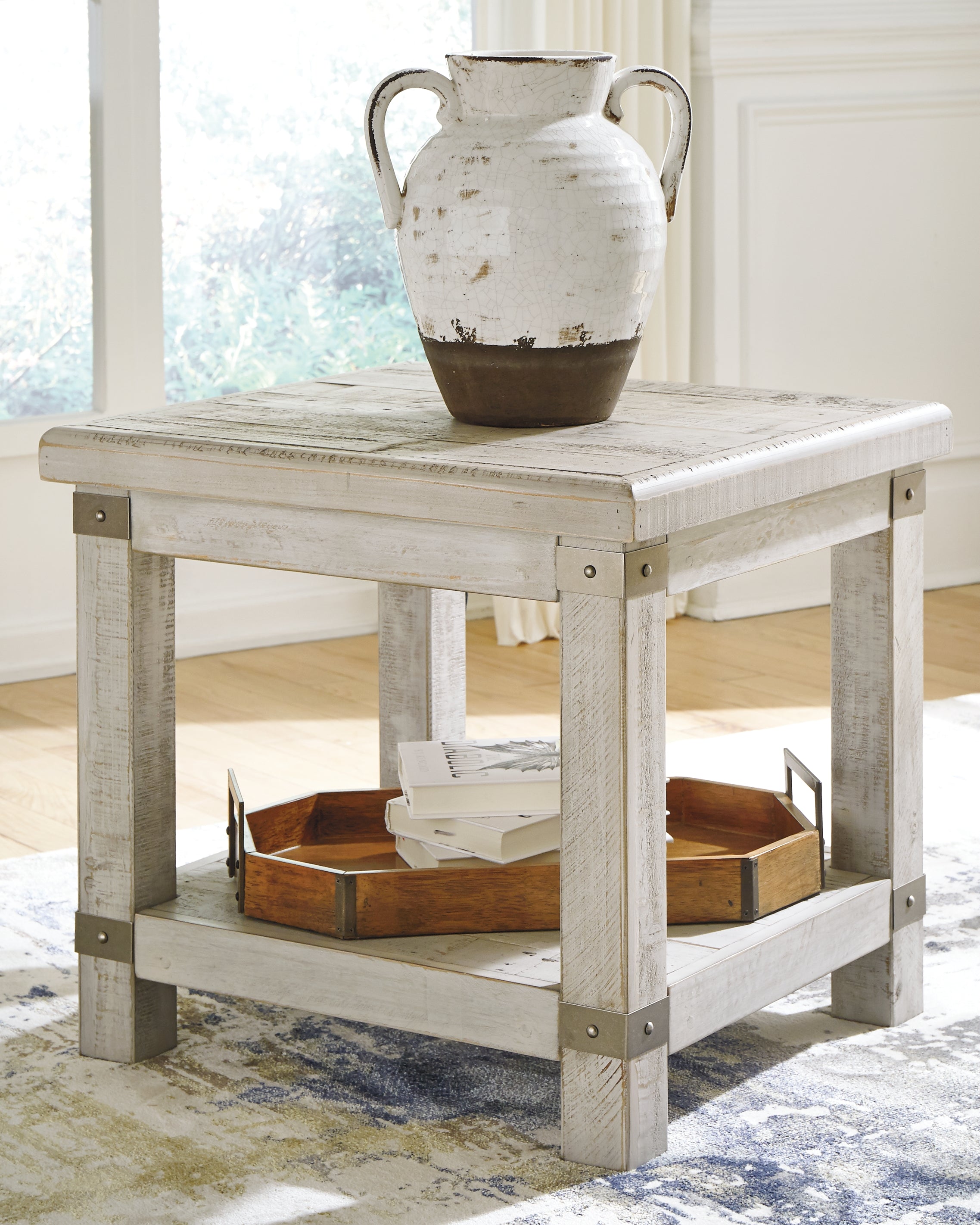 Luxury Living Gallery - Ashley Furniture - Carynhurst End Table - Rectangular End Table / Whitewash - T929-3