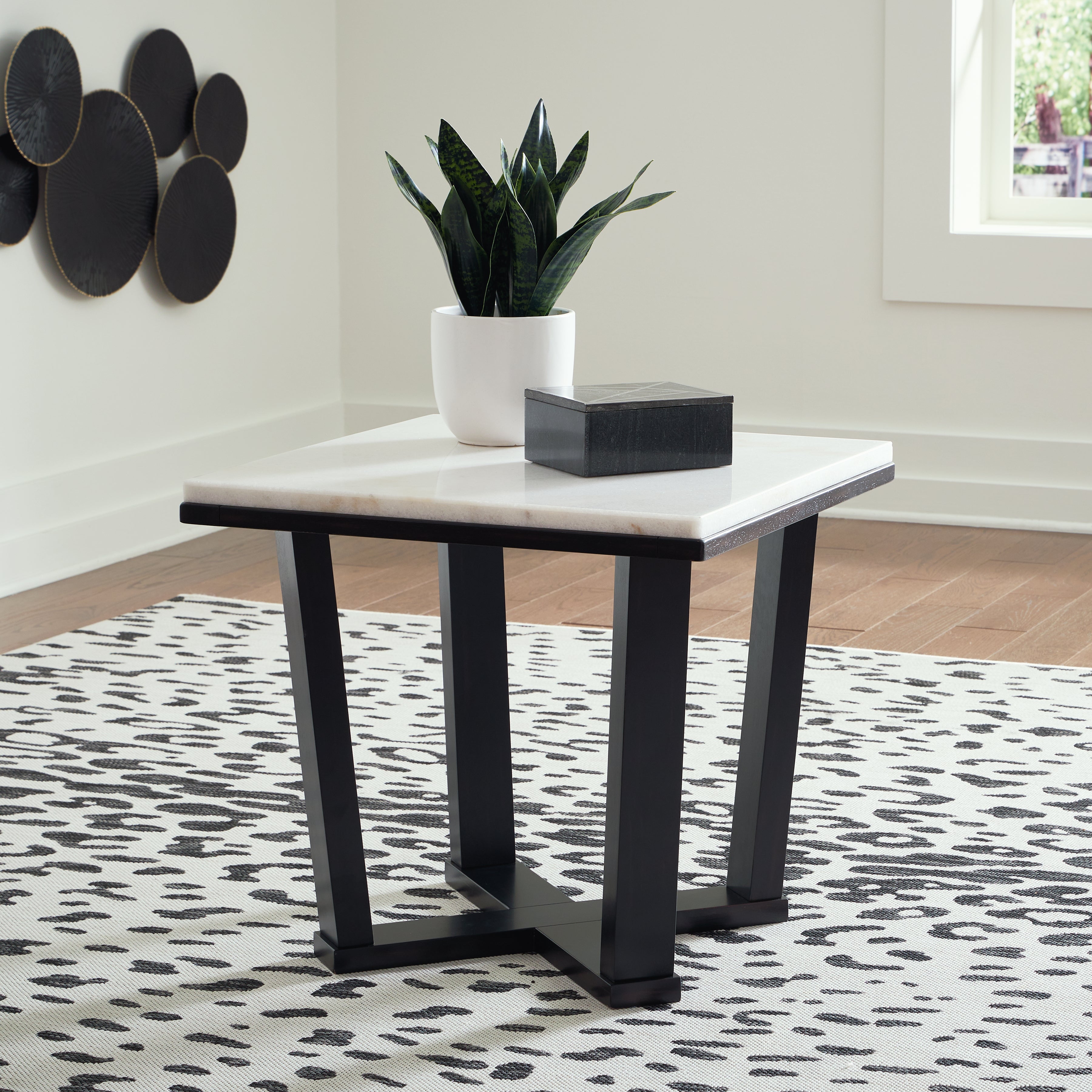 Luxury Living Gallery - Ashley Furniture - Fostead End Table - Square End Table / White/Espresso - T770-2