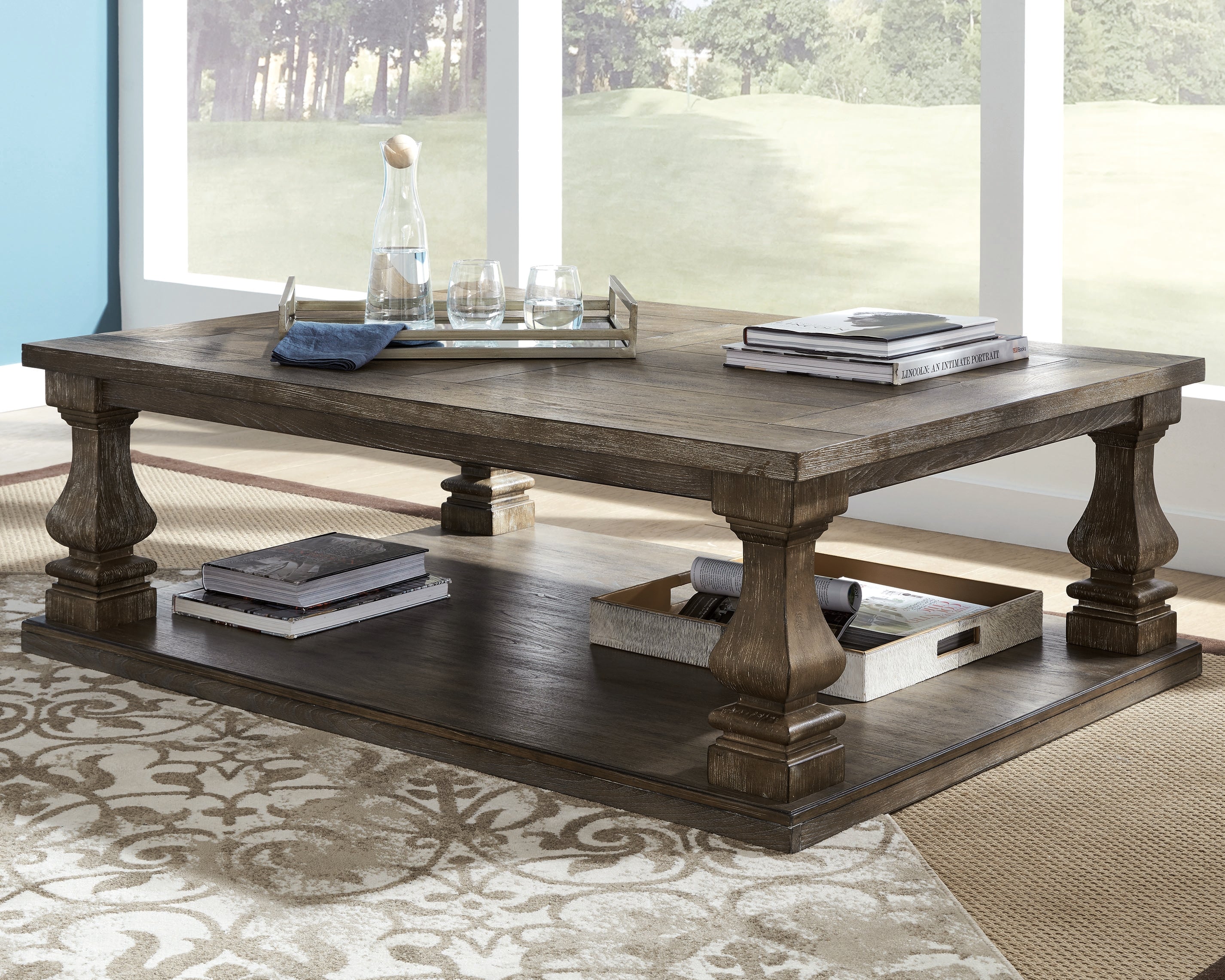 Luxury Living Gallery - Ashley Furniture - Johnelle Coffee Table - Rectangular Cocktail Table / Gray - T776-1