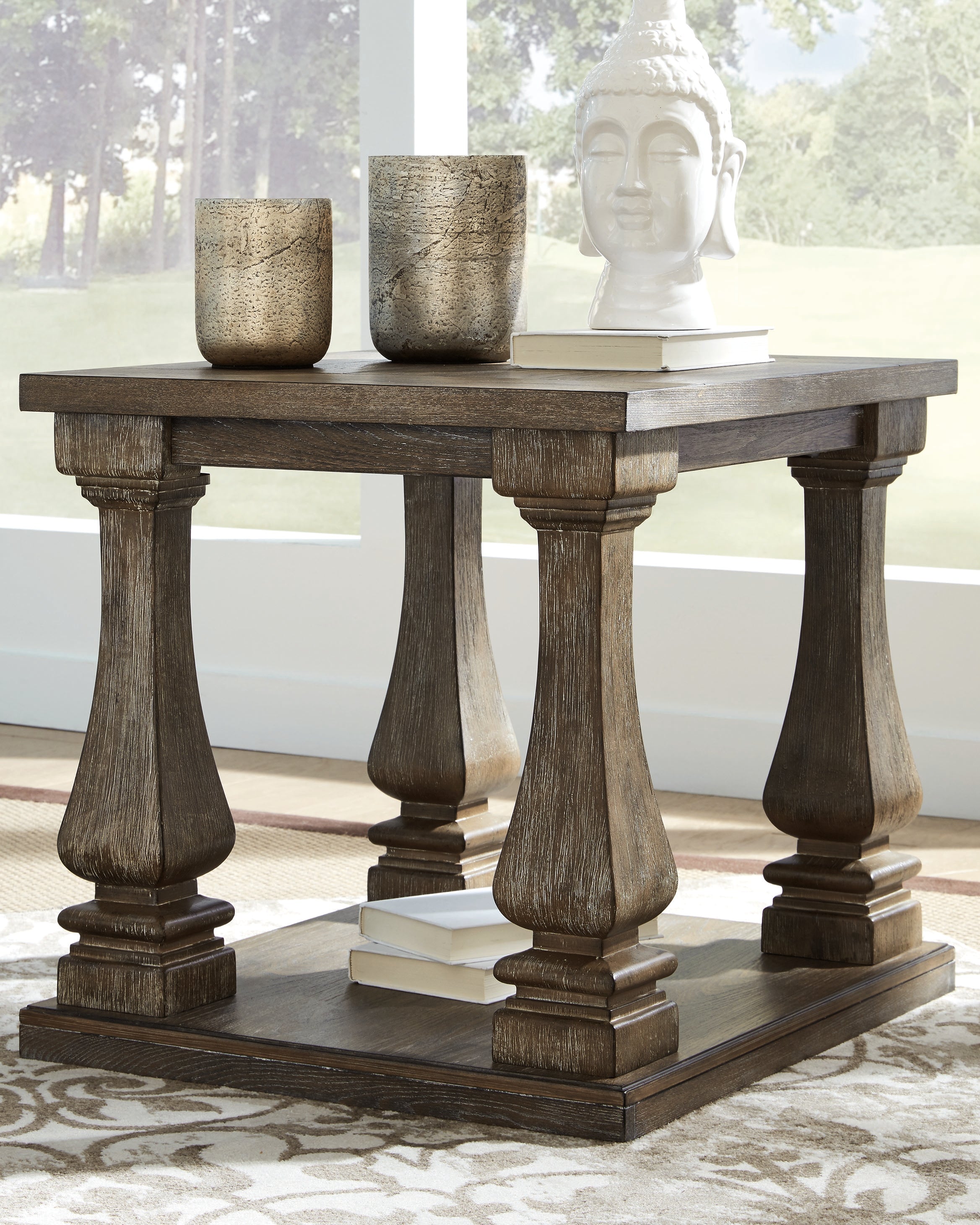 Luxury Living Gallery - Ashley Furniture - Johnelle End Table - Rectangular End Table / Gray - T776-3
