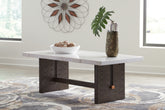 Luxury Living Gallery - Ashley Furniture - Burkhaus Coffee Table - Rectangular Cocktail Table / White/Dark Brown - T779-1