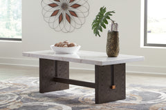 Luxury Living Gallery - Ashley Furniture - Burkhaus Coffee Table - Rectangular Cocktail Table / White/Dark Brown - T779-1
