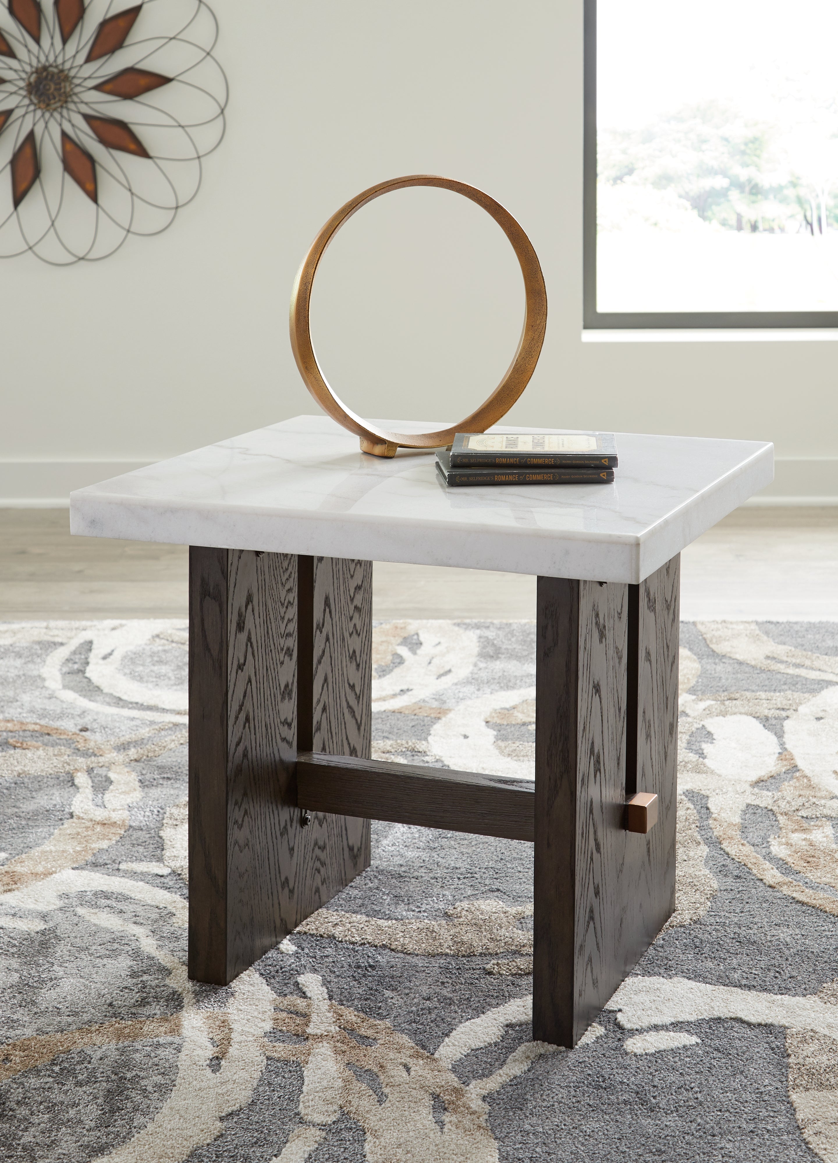 Luxury Living Gallery - Ashley Furniture - Burkhaus End Table - Rectangular End Table / White/Dark Brown - T779-3