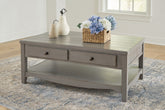 Luxury Living Gallery - Ashley Furniture - Charina Coffee Table - Rectangular Cocktail Table / Antique Gray - T784-1