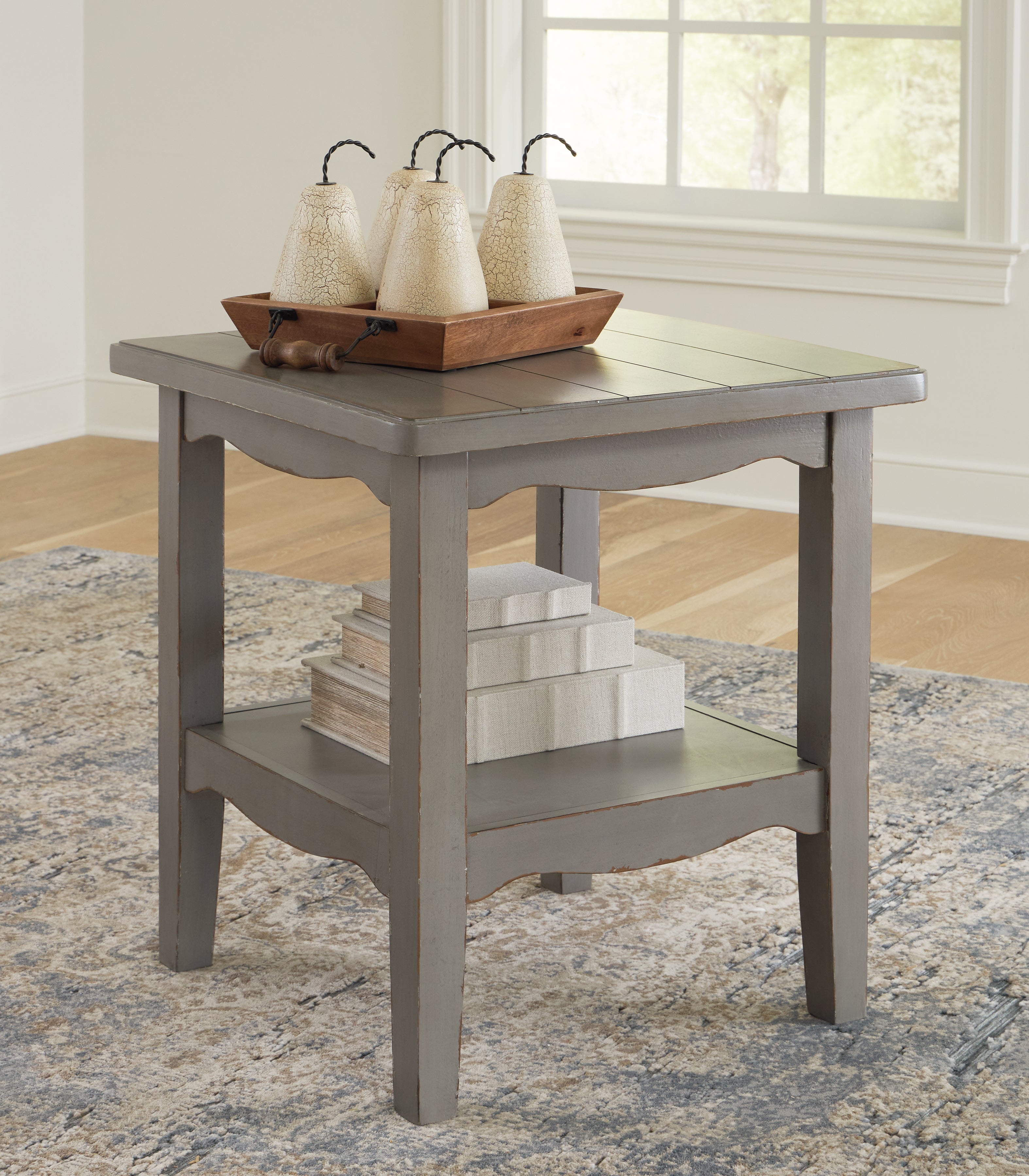 Luxury Living Gallery - Ashley Furniture - Charina End Table - Square End Table / Antique Gray - T784-2