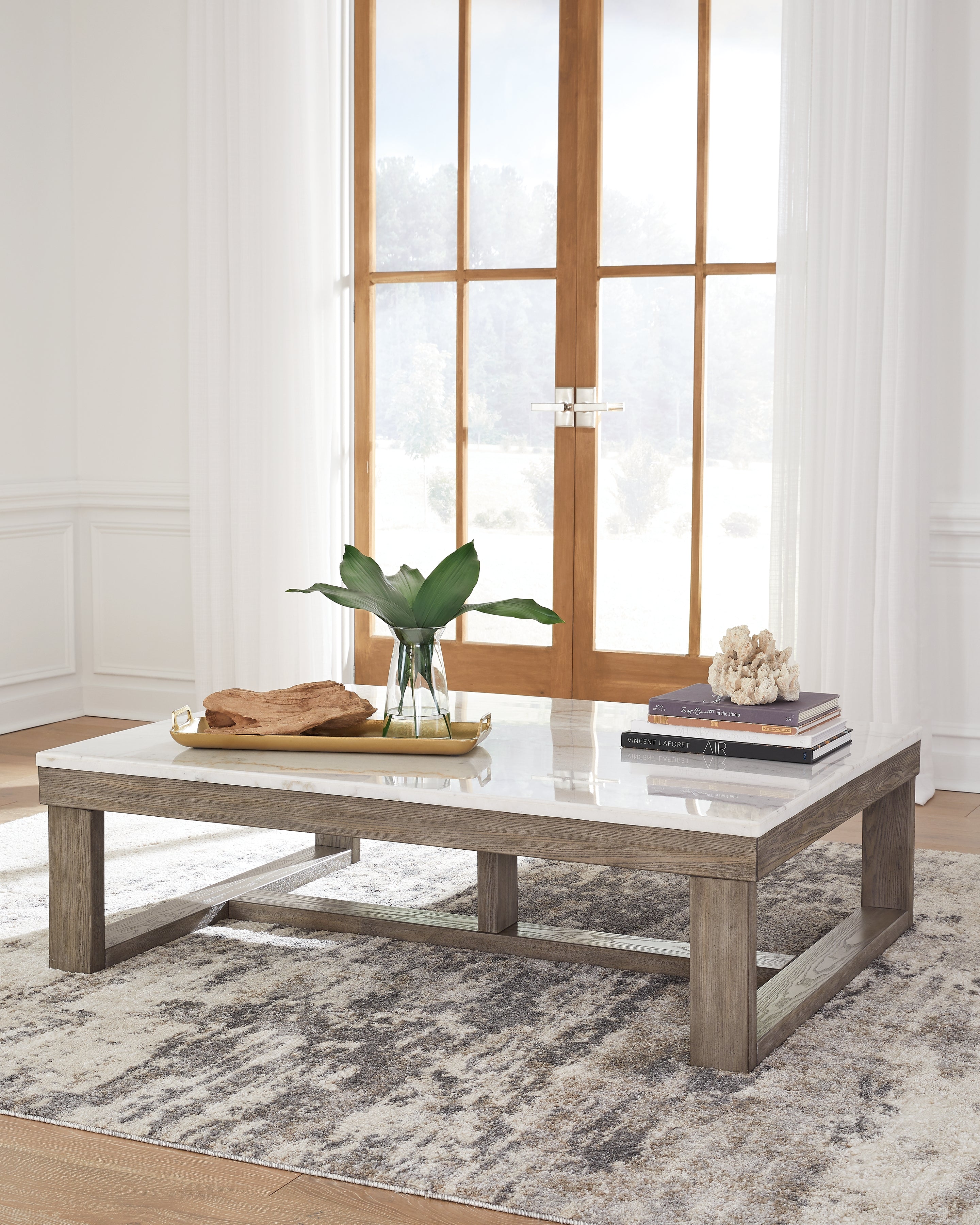 Luxury Living Gallery - Ashley Furniture - Loyaska Coffee Table - Rectangular Cocktail Table / Brown/Ivory - T789-1