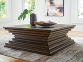 Luxury Living Gallery - Ashley Furniture - Hannodream Coffee Table - Square Cocktail Table / Warm Brown - T821-8