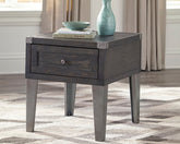 Luxury Living Gallery - Ashley Furniture - Todoe End Table with USB Ports & Outlets - Rectangular End Table / Dark Gray - T901-3