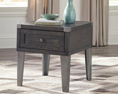 Luxury Living Gallery - Ashley Furniture - Todoe End Table with USB Ports & Outlets - Rectangular End Table / Dark Gray - T901-3