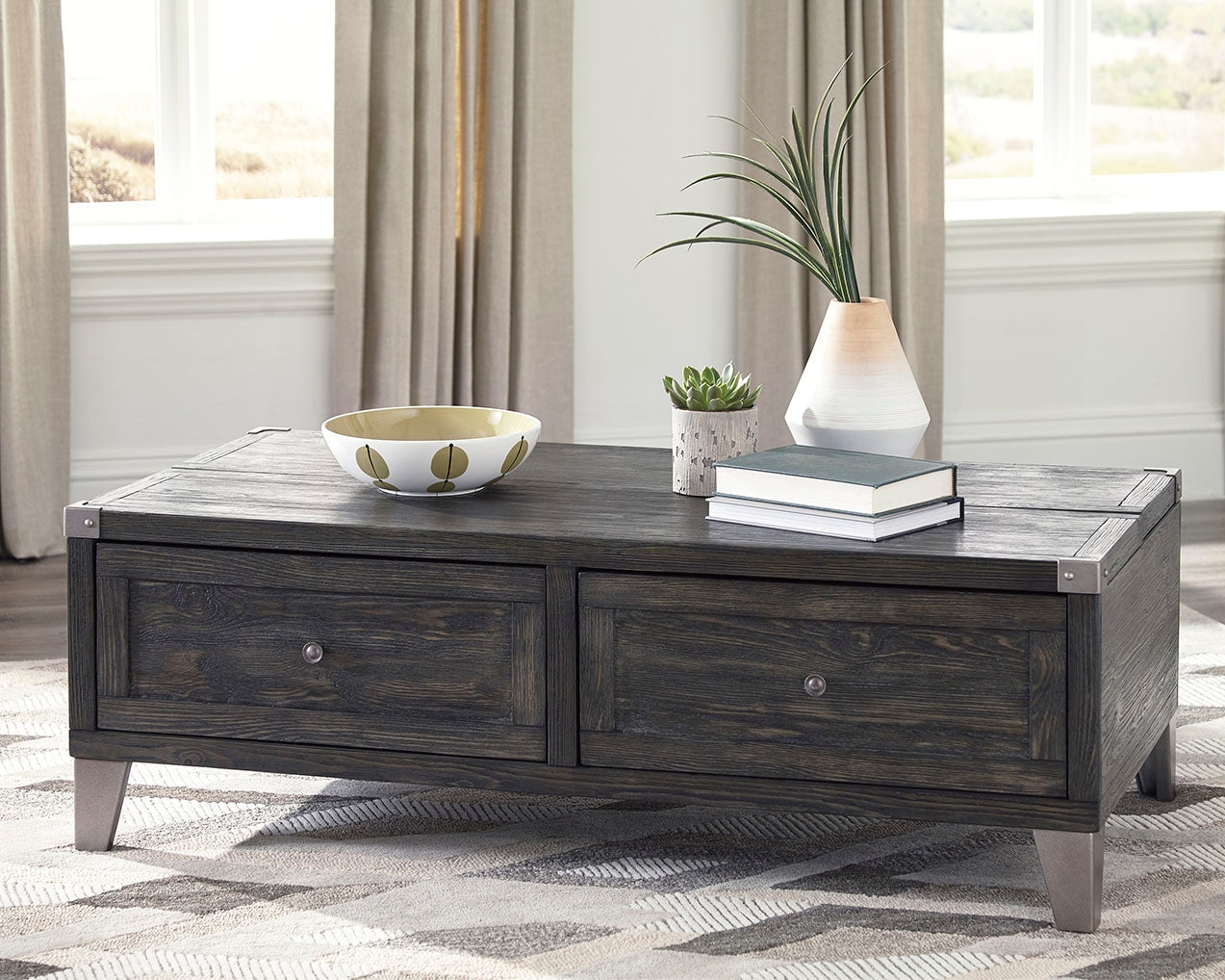 Luxury Living Gallery - Ashley Furniture - Todoe Coffee Table with Lift Top - Lift Top Cocktail Table / Dark Gray - T901-9