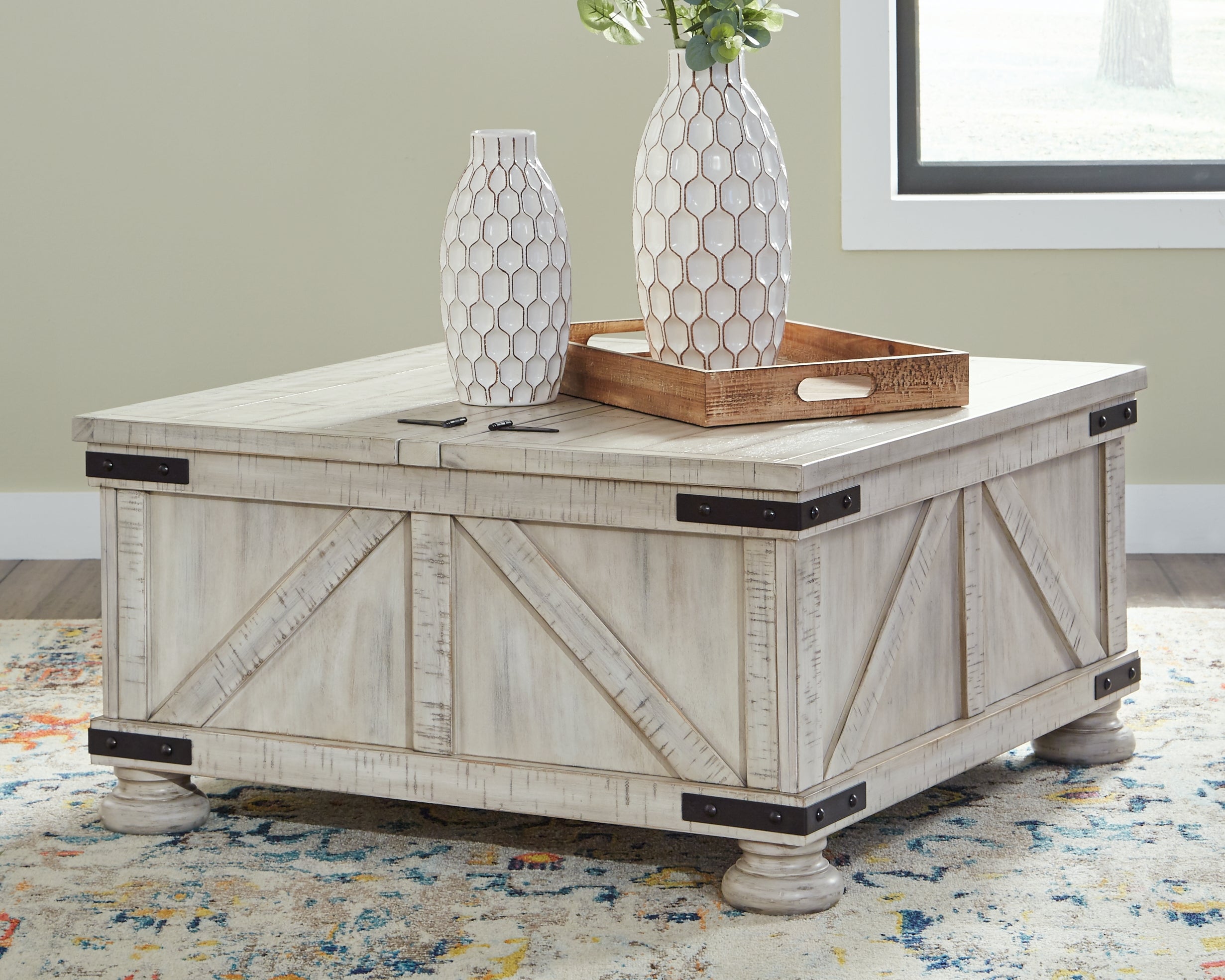 Luxury Living Gallery - Ashley Furniture - Carynhurst Coffee Table - Cocktail Table with Storage / Whitewash - T929-20