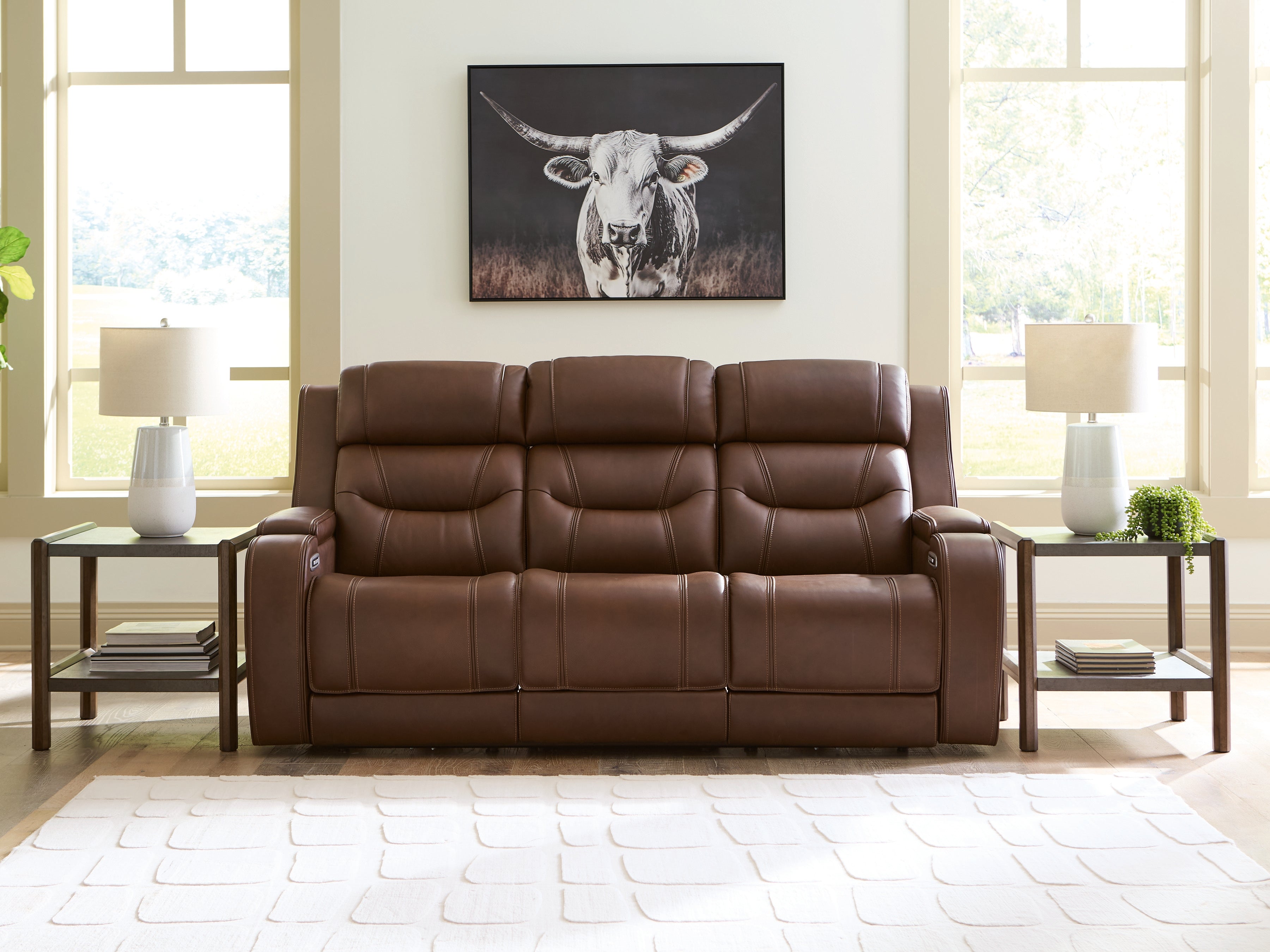 Luxury Living Gallery - Ashley Furniture - Knightington Living Room - PWR REC Sofa w/Audio Seating / Brown - PCU1160215A