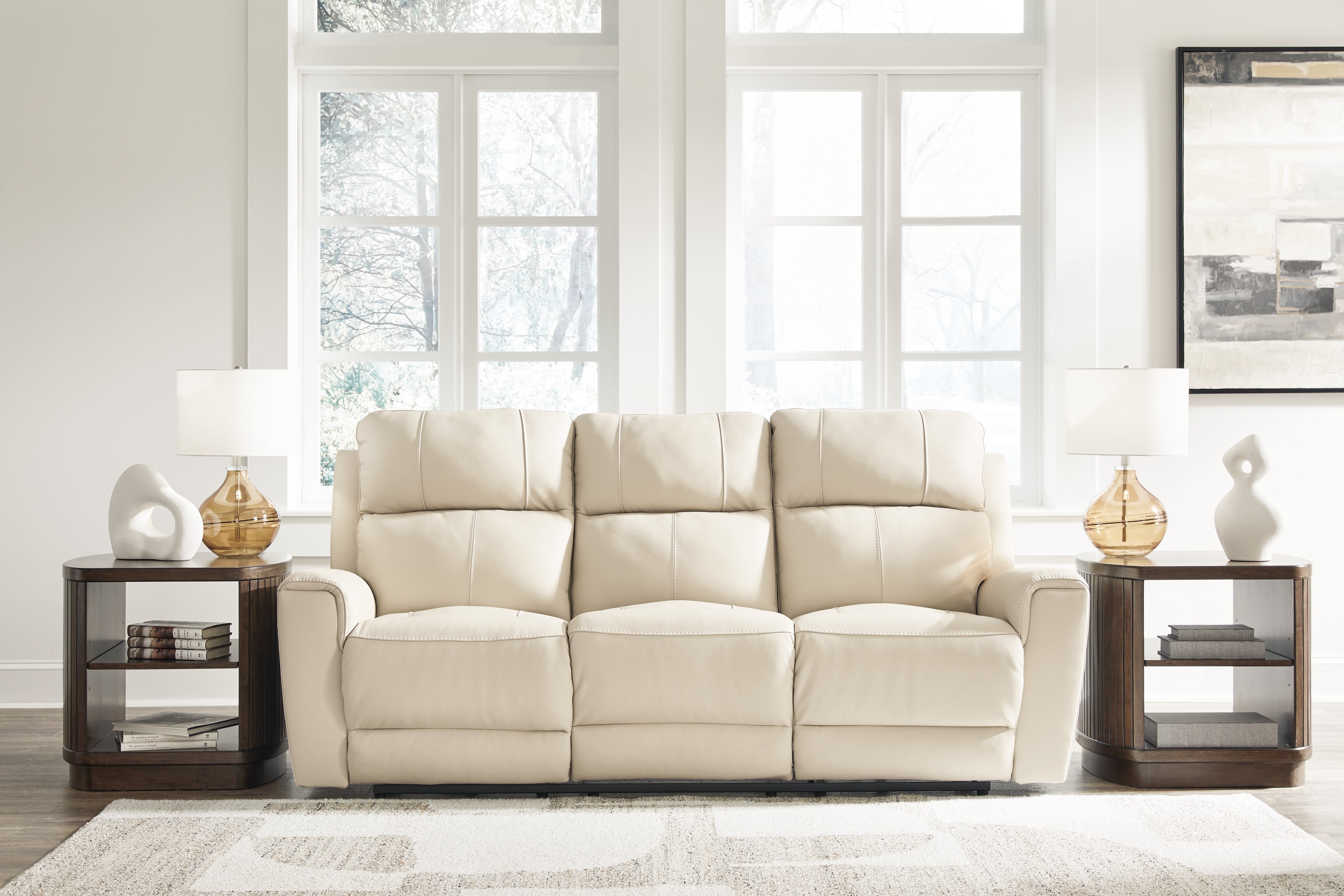 Luxury Living Gallery - Ashley Furniture - Dahlmoore Living Room - DBL REC PWR Loveseat w/Console / Almond - U1320096