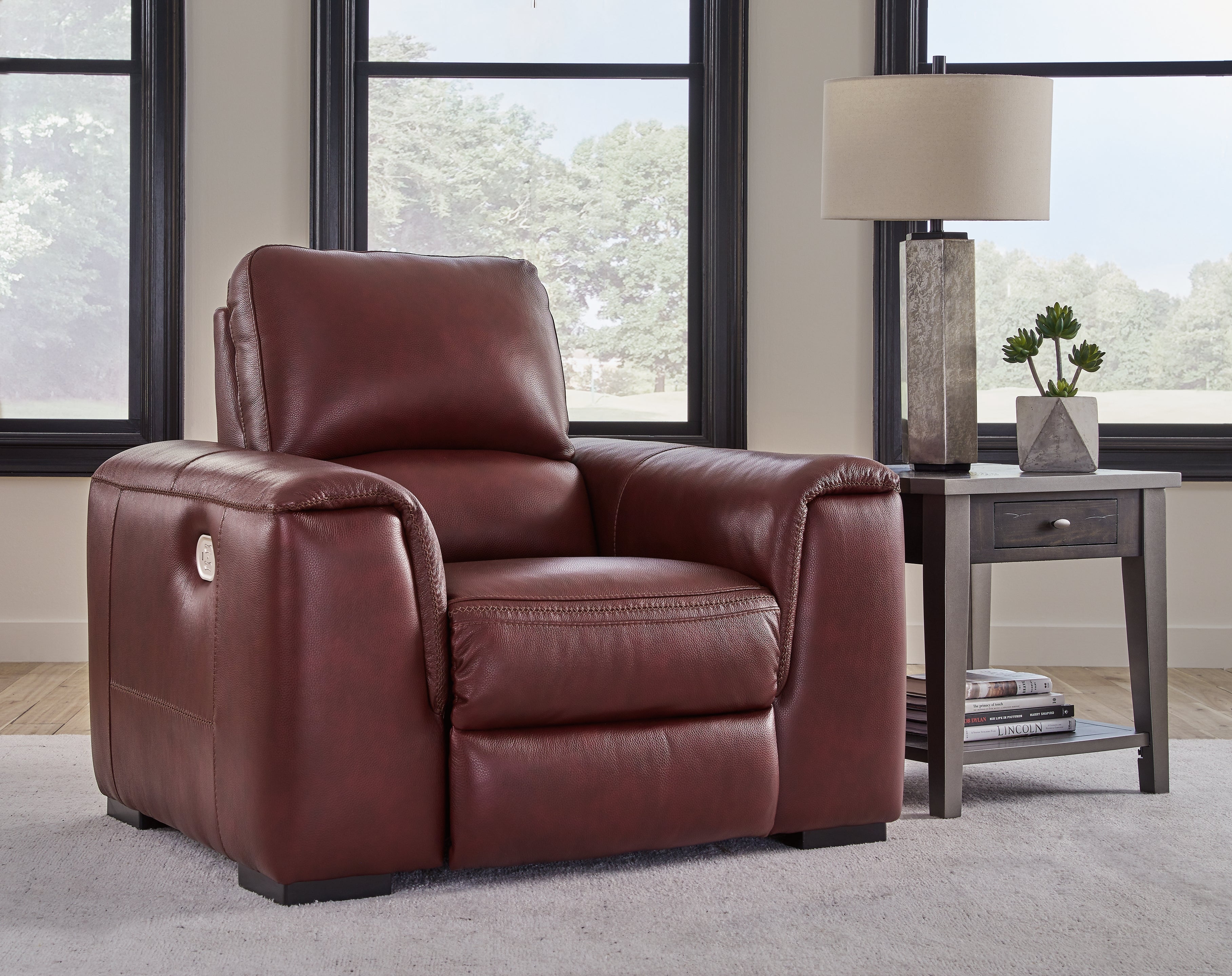 Luxury Living Gallery - Ashley Furniture - Alessandro Living Room - PWR Recliner/ADJ Headrest / Garnet - U2550113