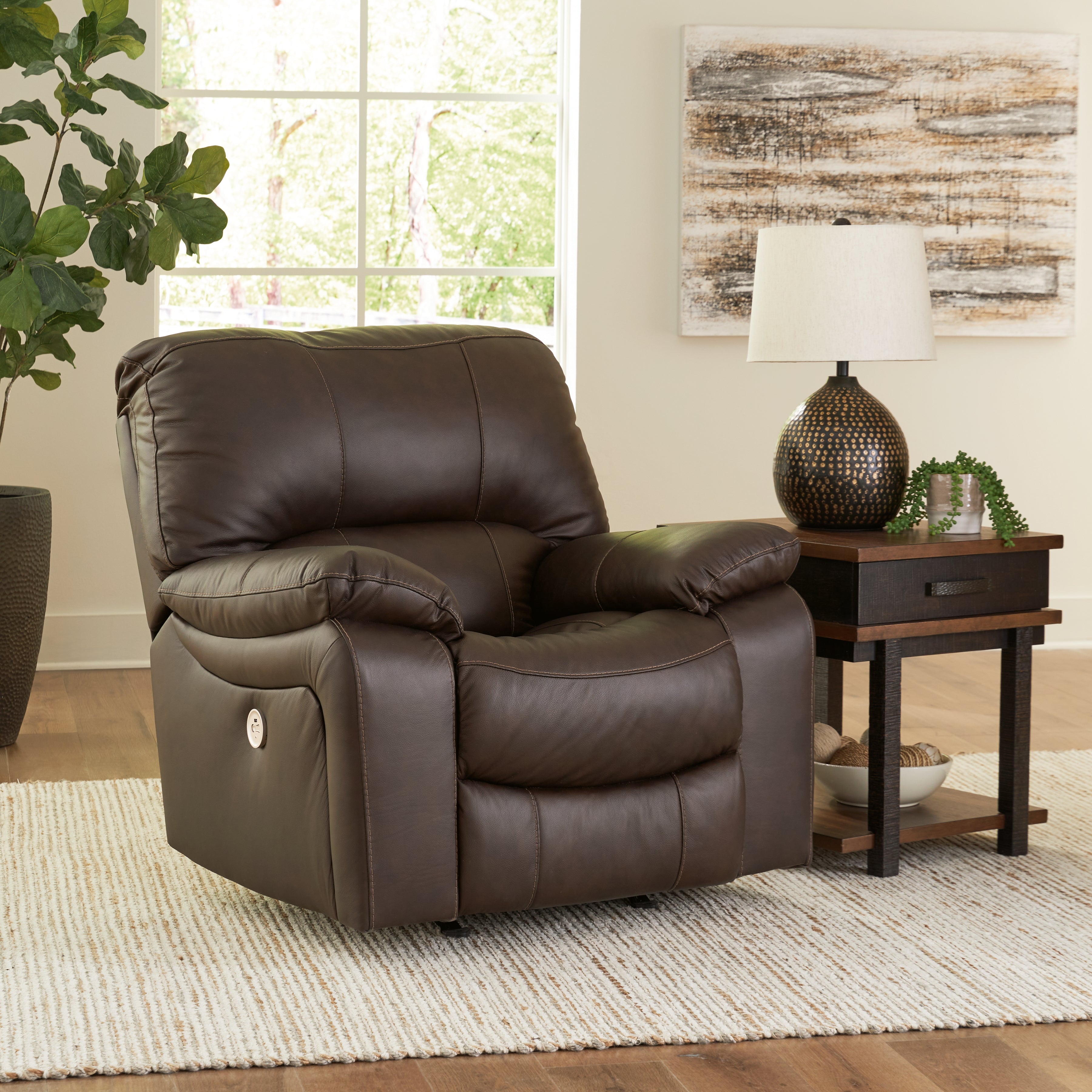 Luxury Living Gallery - Ashley Furniture - Leesworth Living Room - Power Rocker Recliner / Ocean - U4380998