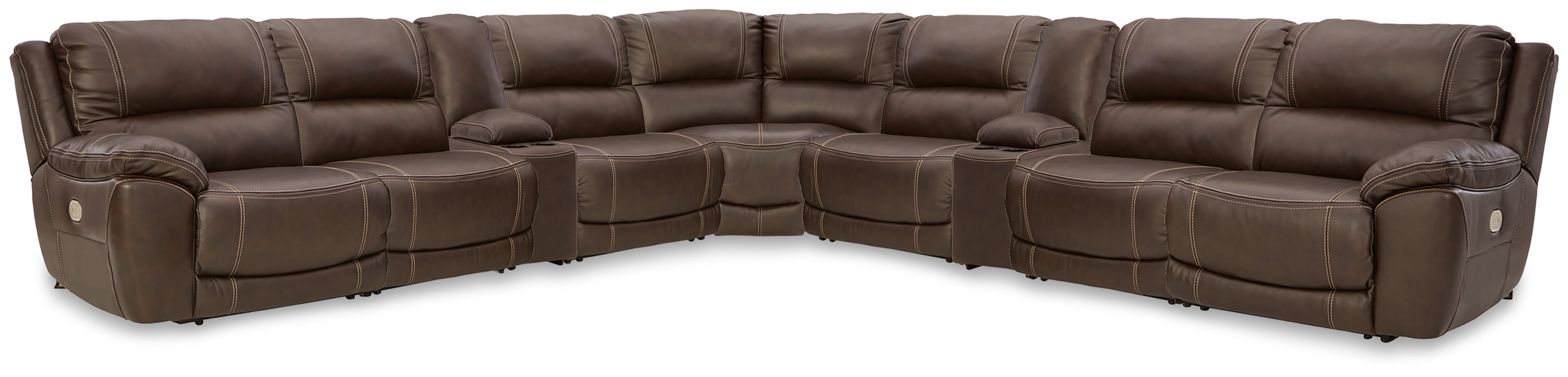 Luxury Living Gallery - Ashley Furniture - Dunleith 9-piece Power Reclining Sectional - 9-piece Power Reclining Sectional / Chocolate - U71604S10