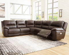 Luxury Living Gallery - Ashley Furniture - Dunleith Sectional - 3-Piece Power Reclining Loveseat with Console / Chocolate - U71604S4