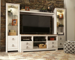 Luxury Living Gallery - Ashley Furniture - Willowton Entertainment Center - 4-Piece Entertainment Center / Whitewash - W267W3