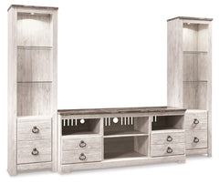 Luxury Living Gallery - Ashley Furniture - Willowton 3-Piece Entertainment Center - 3-Piece Entertainment Center / Whitewash - W267W16