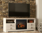 Luxury Living Gallery - Ashley Furniture - Willowton 64" TV Stand with Electric Fireplace - 64" TV Stand with Electric Fireplace / Whitewash - W267W8