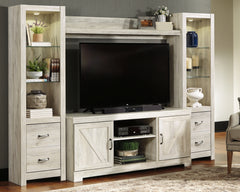 Luxury Living Gallery - Ashley Furniture - Bellaby Entertainment Center - 4-Piece Entertainment Center / Whitewash - W331W2