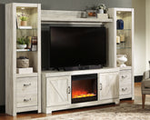 Luxury Living Gallery - Ashley Furniture - Bellaby 4-Piece Entertainment Center with Fireplace - 4-Piece Entertainment Center with Fireplace / Whitewash - W331W5