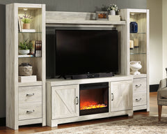 Luxury Living Gallery - Ashley Furniture - Bellaby 4-Piece Entertainment Center with Fireplace - 4-Piece Entertainment Center with Fireplace / Whitewash - W331W5