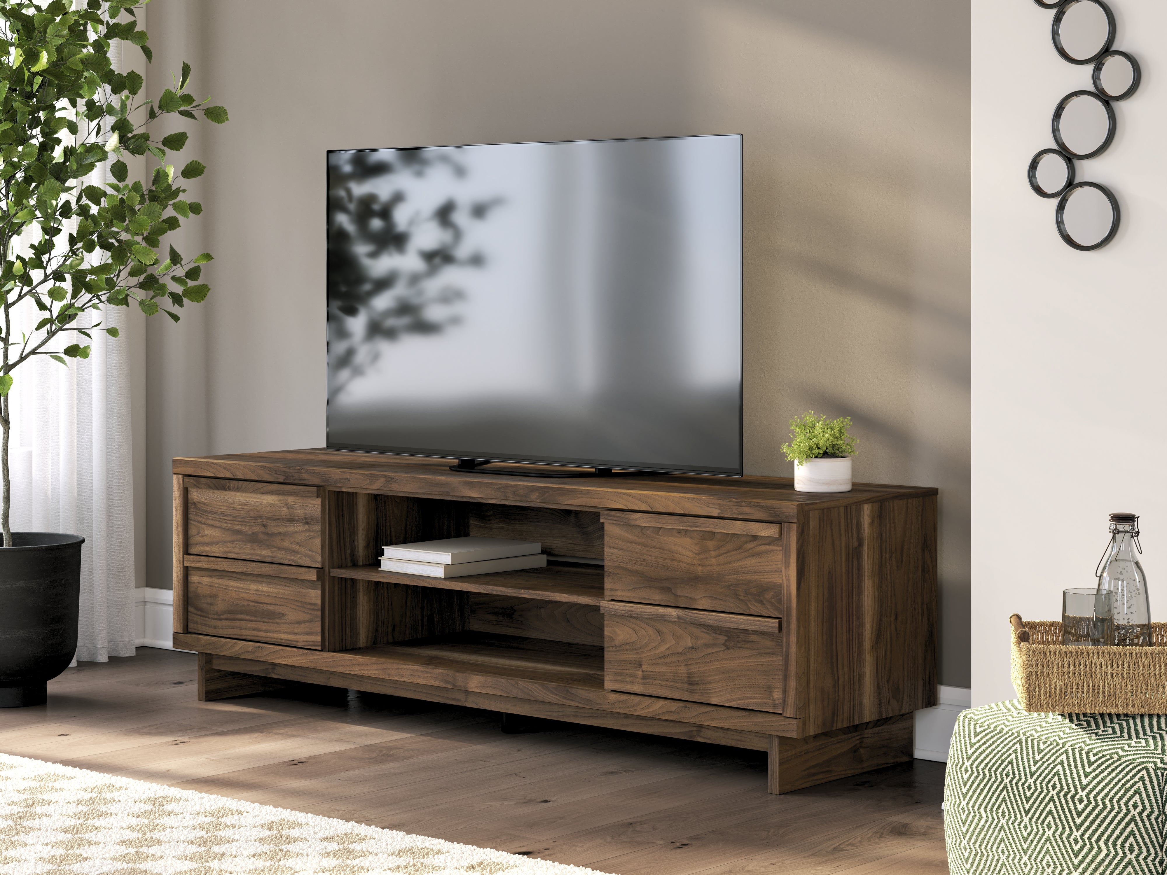 Luxury Living Gallery - Ashley Furniture - Zadilyn 72" TV Stand - 72" / Brown - W3367-68