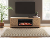Luxury Living Gallery - Ashley Furniture - Cayboni 71" TV Stand with Electric Fireplace - 71" TV Stand with Electric Fireplace / Tan - W3787W1