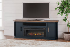 Luxury Living Gallery - Ashley Furniture - Landocken 83" TV Stand - 83" / Brown/Blue - W402-68