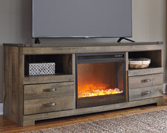 Luxury Living Gallery - Ashley Furniture - Trinell 63" TV Stand with Electric Fireplace - 63" TV Stand with Electric Fireplace / Brown - W446W5