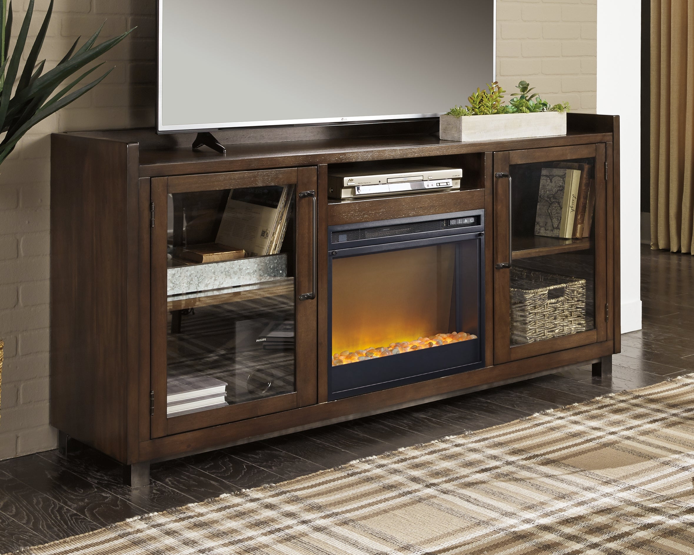 Luxury Living Gallery - Ashley Furniture - Starmore 70" TV Stand with Electric Fireplace - 70" TV Stand with Electric Fireplace / Brown - W633W4